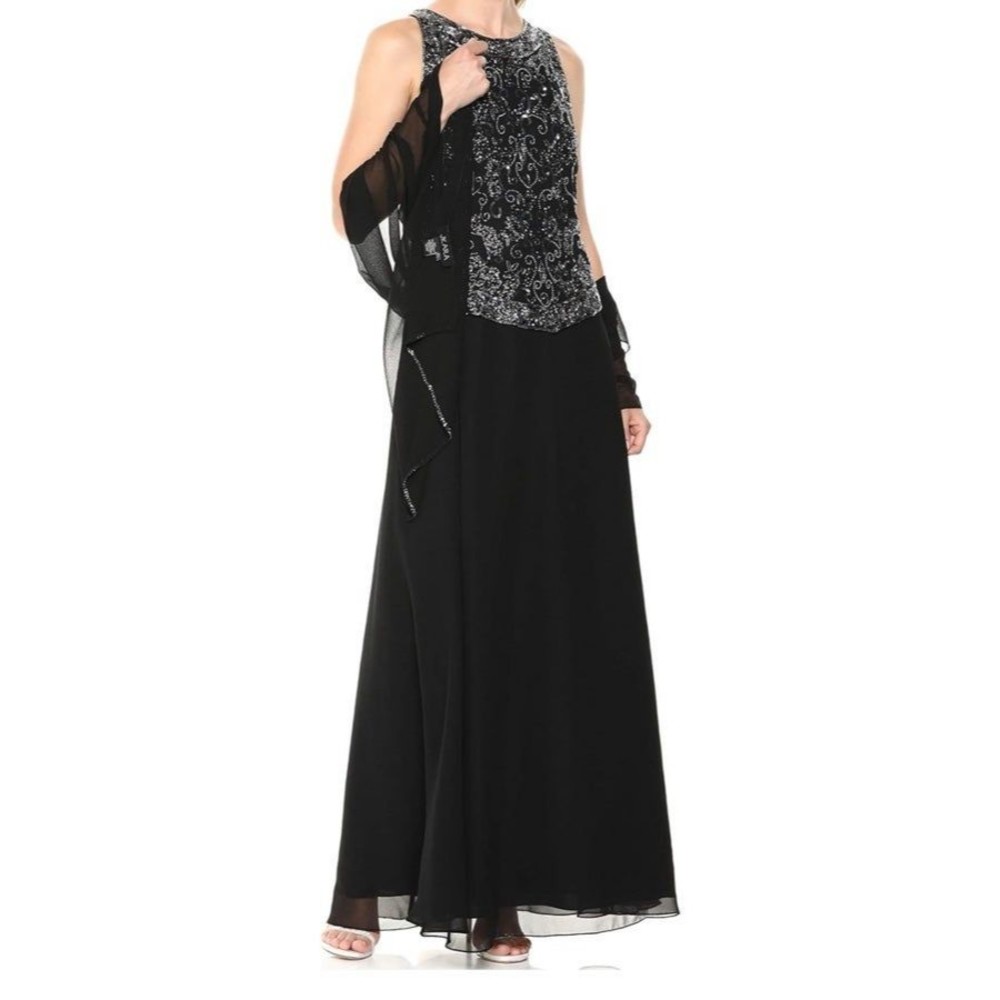 J Kara cocktail dress with scarf